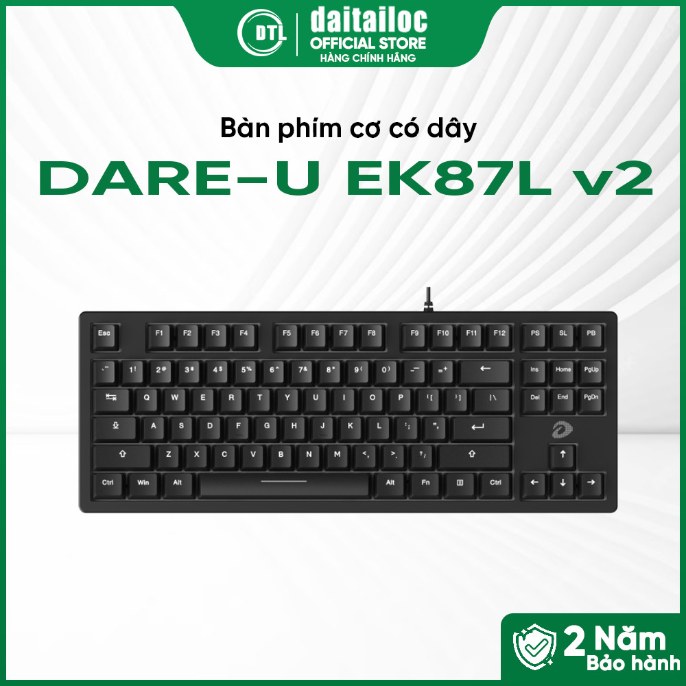 Bàn Phím Cơ có dây Dare-u EK87L V2 Black Dream Switch ( Không LED ) | Chính Hãng | Bảo Hành 24 Tháng