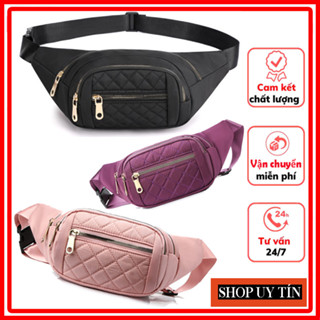 Túi đeo bụng đeo chéo nam nữ chống nước nhiều ngăn, khóa kim loại bền đẹp thời trang
