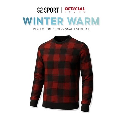 Áo giữ nhiệt nam S2 SPORT cổ tròn kẻ caro vải dệt kim mềm mại, giữ nhiệt style trẻ trung - AGN03