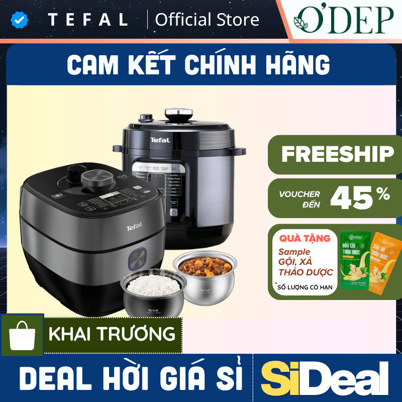 [XẢ] Nồi áp suất điện Tefal 6 Lít Chính hãng, cảm ứng đa năng nấu chậm, hầm, làm bánh CY601868/CY638