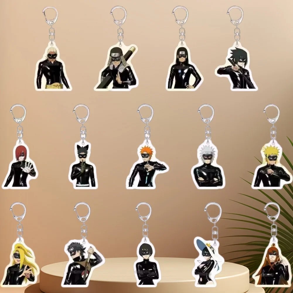 Móc khóa Naruto Anime Acrylic mica trong suốt Naruto Sasuke Kakashi Itachi Sakura Hinata trang trí b