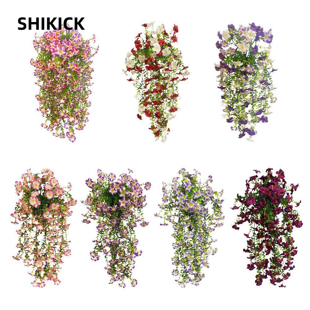 SHIKICK Sống Động Như Thật Morning Glory Vine, Phụ Kiện DIY Morning Glory Hoa Nhân Tạo, Lá Xanh Chất