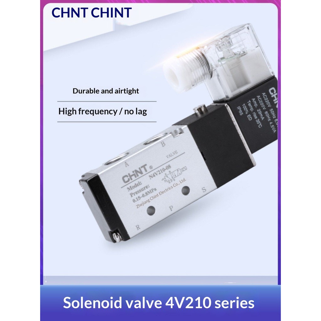 VAN ĐIỆN TỪ KHÍ NÉN Solenoid Valve CHINT N 4V210-08 Two-Position Five-Port Pneumatic Control 220V 24