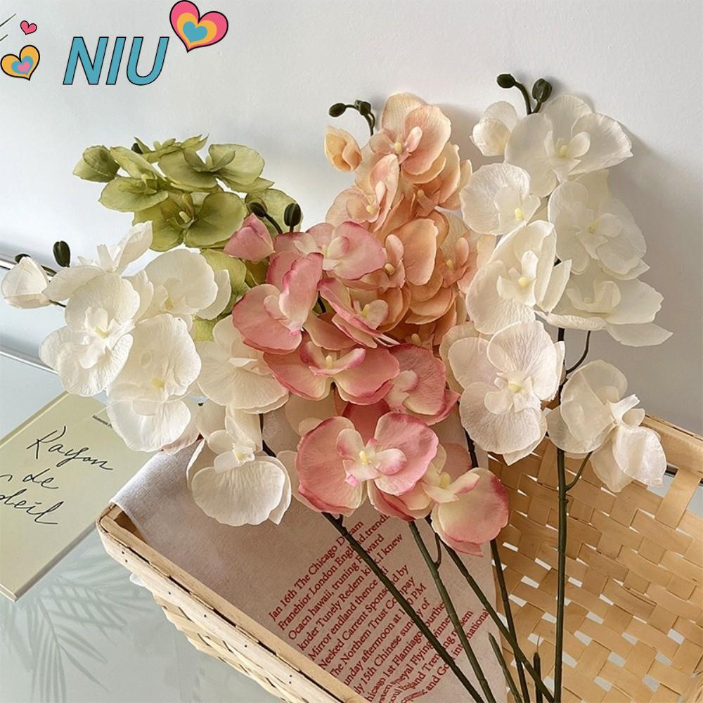 NIUYOUJS Nhân Tạo Bướm Lan, 68cm 8 Đầu Hoa Giả, Lụa DIY Phalaenopsis Flower Home