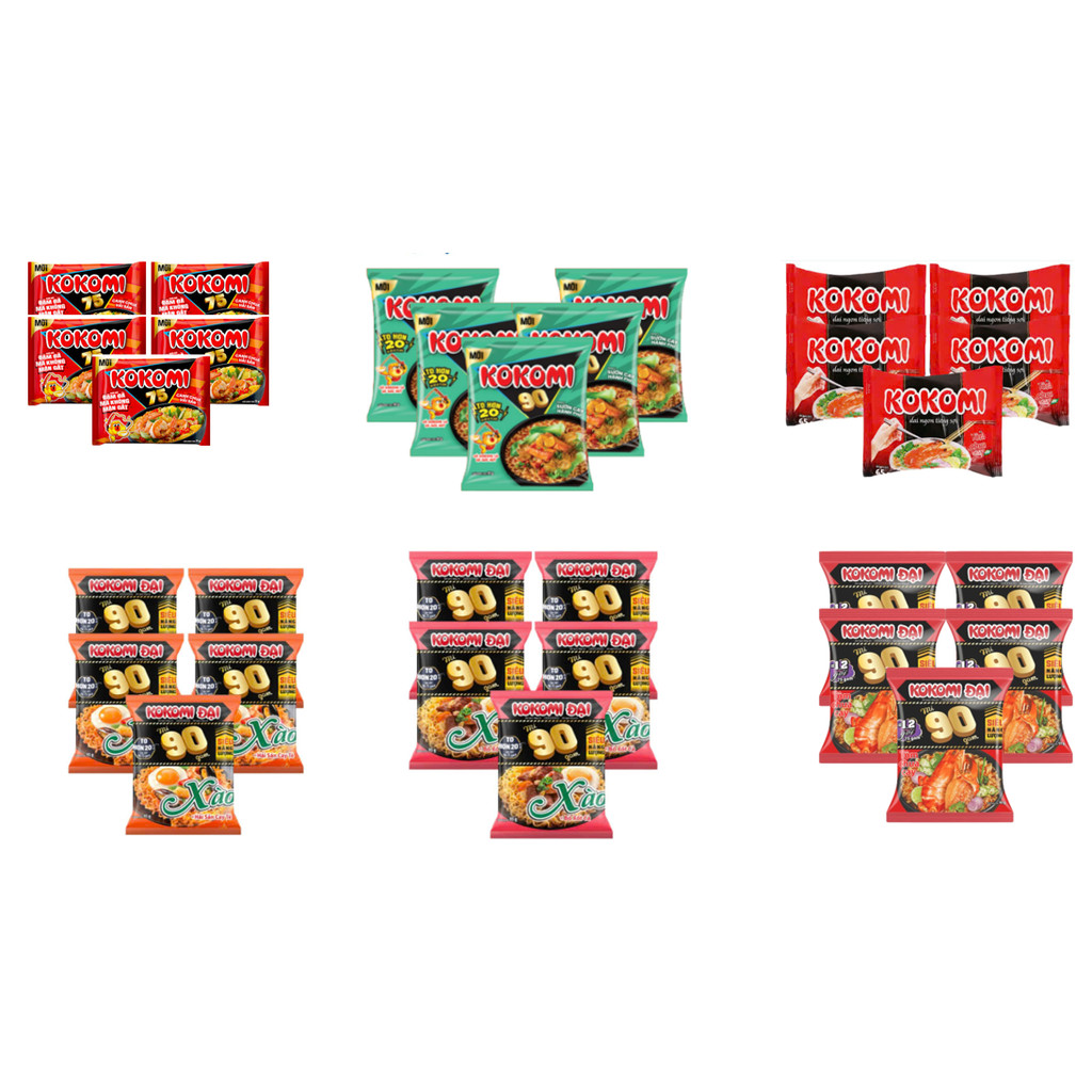 COMBO 5 GÓI Mì KOKOMI 65g/ KOKOMI Đại 90g/ KOKOMI Gói Rưỡi/ KOKOMI Xào Các Vị....