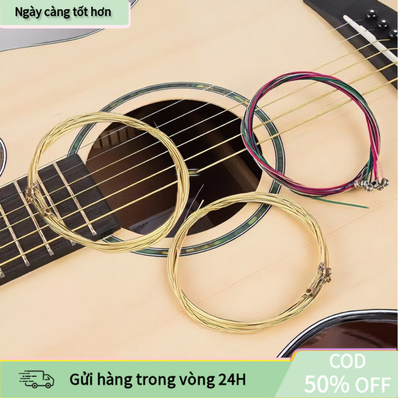 【Tốt】Bộ 6 dây đàn guitar acoustic giá rẻ nhiều màu, thay thế dây cũ dễ dàng, lõi thép bọc đồng bền, 