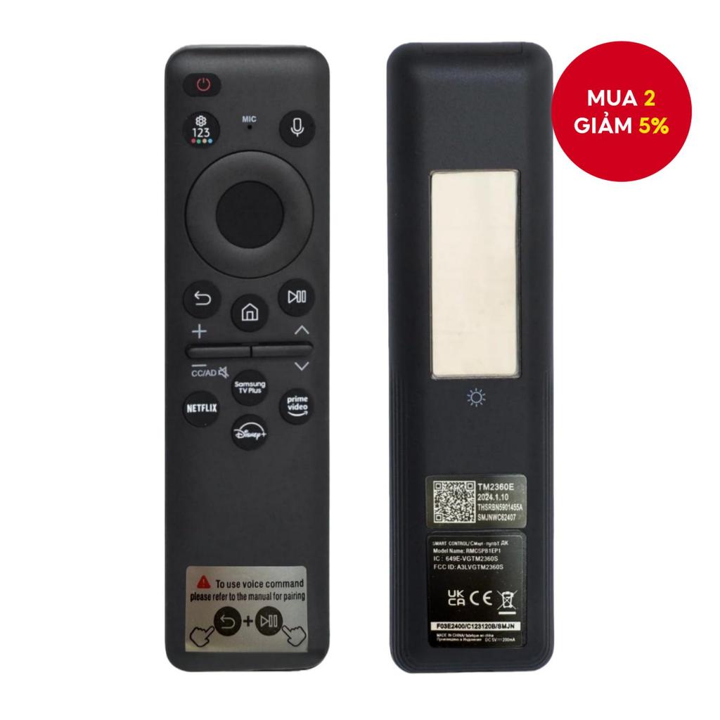 Điều khiển từ xa giọng nói sạc lại cho TV thông minh Samsung Frame Solar Crystal QLED OLED Neo UHD C