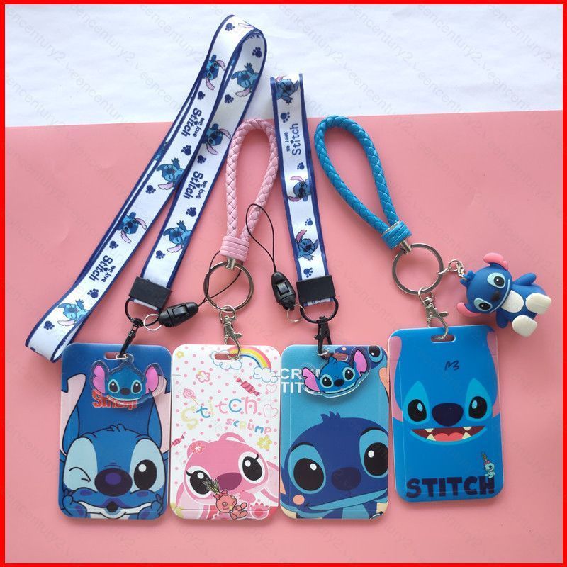Hộp đựng thẻ Stitch dễ thương, dây buộc Disney Lilo & Stitch Ezlink có dây xích & móc khóa có thể th