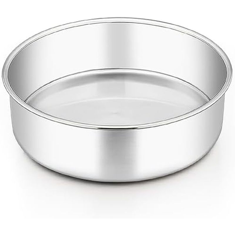 TeamFar 6 Inch Cake Pan, 6” x 3” Deep Round Cake Pan Tier Baking Tins Set Stainless Steel, For Bakin