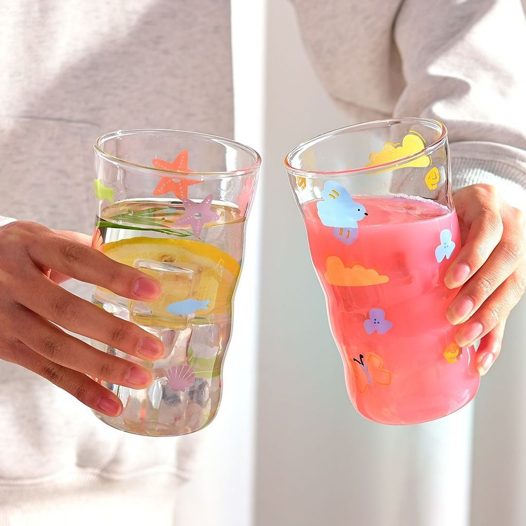Ins Style Fresh Ocean Glass Water Cup Cốc uống nước lạnh Cốc nước ép