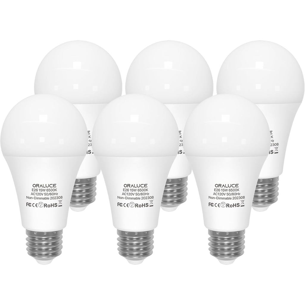 Bóng đèn LED ORUCE 100 Watt - 120 Watt Tương đương, Bóng đèn LED trắng mát 15W 1600 Lumens 6500K, Đế