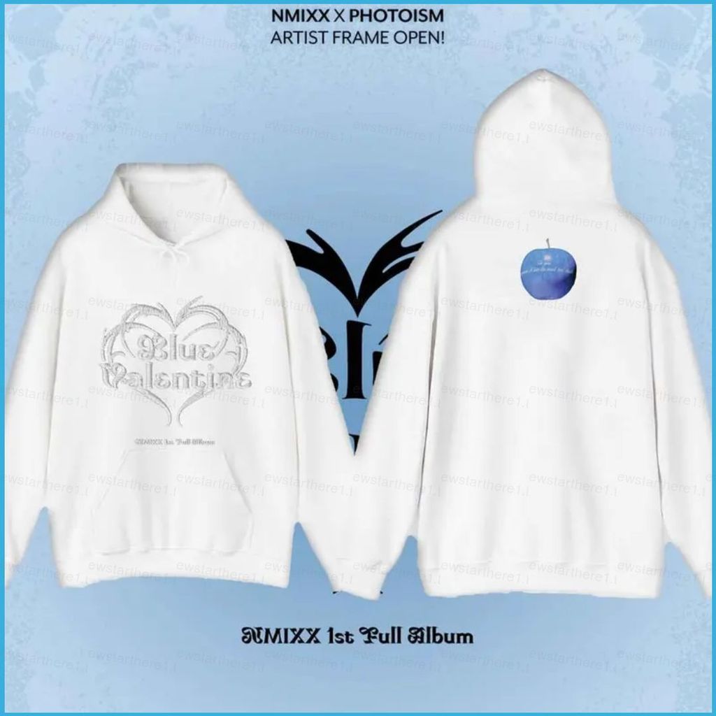 Áo hoodie NMIXX xanh Valentine thiết kế Lily Haewon - Phù hợp unisex, tay dài