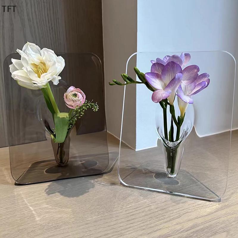 (FTT) Acrylic Photo Frame Vase Flower Holder for Office Home Wedding Decor NEW