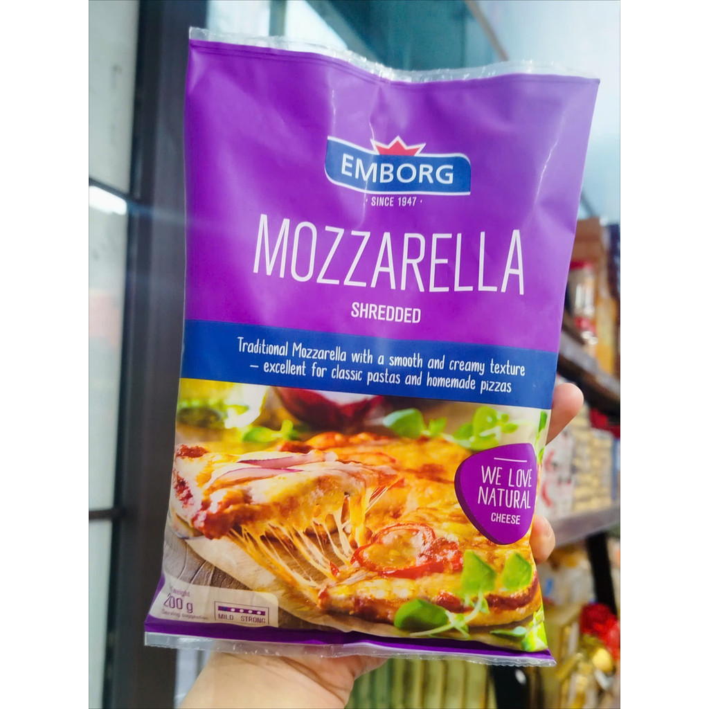 (Chỉ Giao Hỏa Tốc HN) Phô Mai Cheddar Bào Sợi  Emborg Túi 200G Béo Ngậy, Thơm Ngon