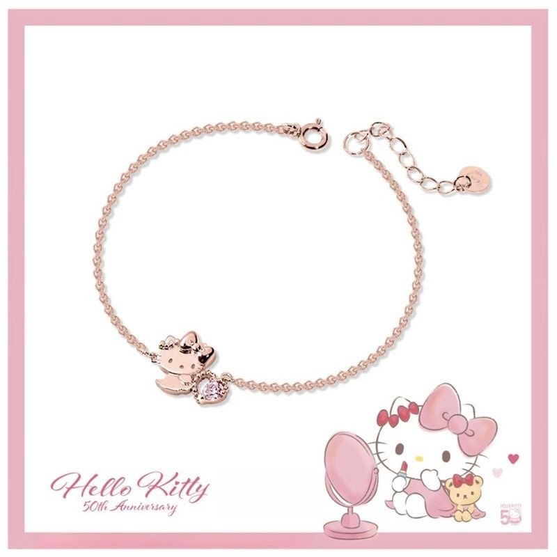 Quà tặng sinh nhật Hello Kitty Series Vòng tay thứ 50 dễ thương Hoạt hình Kitty-Zircon Hello Crystal