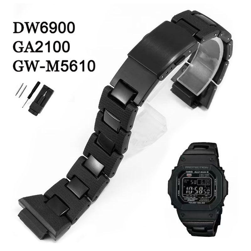 Dây đeo đồng hồ bằng thép nhựa 16mm cho Casio DW5600 DW6900 GWM5610 GA2100 G5600 Vòng đeo tay màu đe