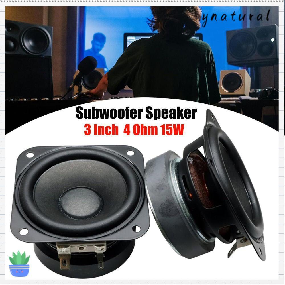 Loa siêu trầm YNATURAL, Loa trầm vuông Bass 2 inch 3 inch 4 Ohm 15W, Loa từ tính kép Loa DIY Kệ sách