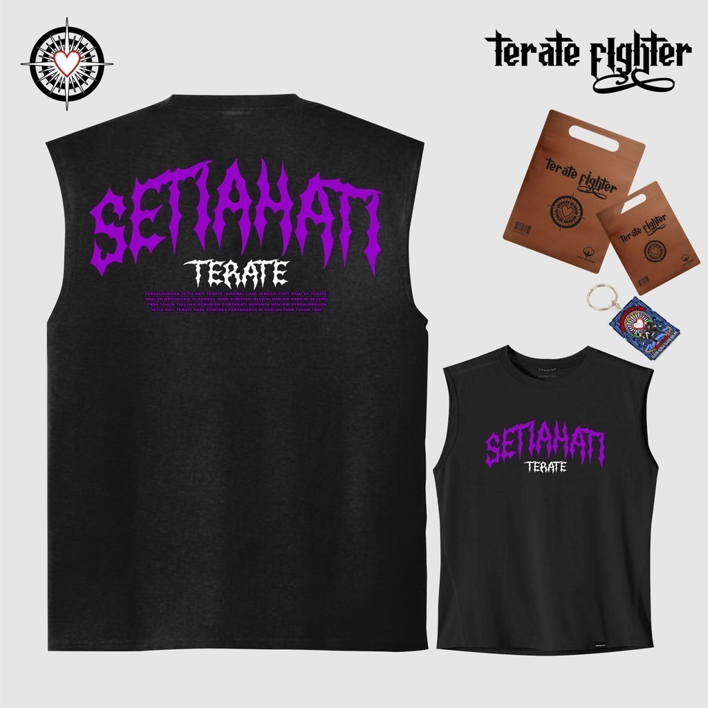 Pencak Silat Singlet Psht Setia Hati Terate Singlet Đen Kiến Cotton Comad 30s Plastisol Distro