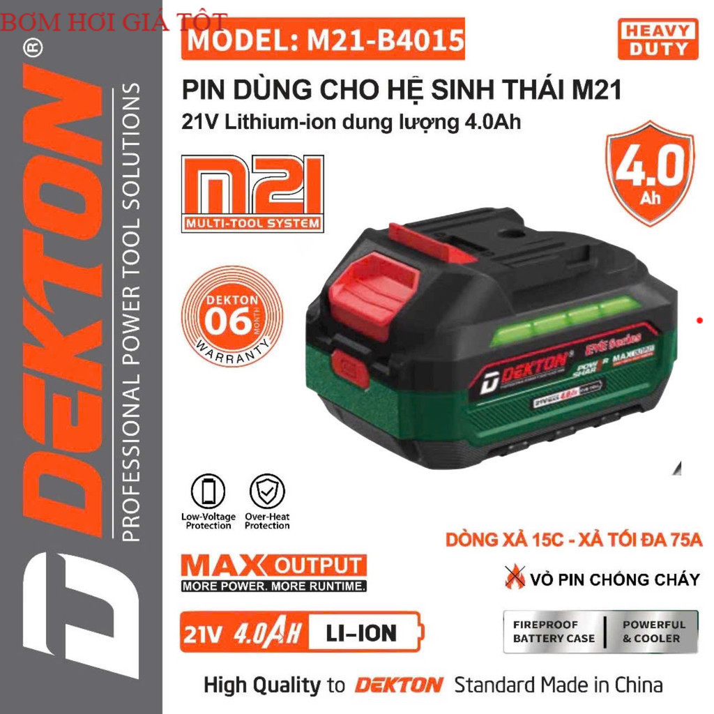 {HOẢ TỐC} Pin 4a Dekton M21-B4015PRO (chân pin phổ thông ), sạc nhanh Bơm hơi dekton