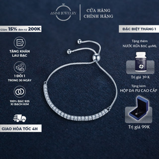 Lắc tay bạc rút chuỗi đá trơn Zircon Asimi lắc tay bạc Ý 925 xi bạch kim Gem Rope LT16 