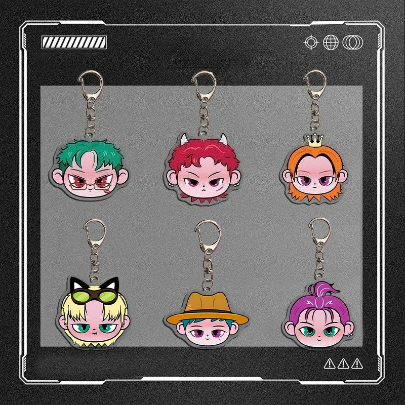 Korean Popular Boys Group Concert Peripheral Cute Cartoon Acrylic Double-sided Keychain Bag Pendant 