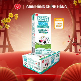  100% sữa tươi KUN có đường thùng 48 hộp x 180ml 