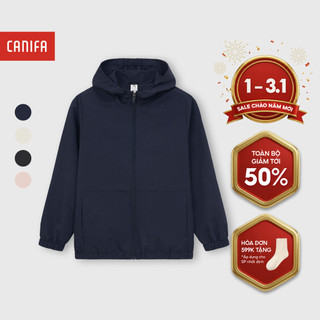  Áo khoác gió unisex trẻ em CANIFA 2 lớp dài tay có mũ chống thấm nước 3OT25W003 