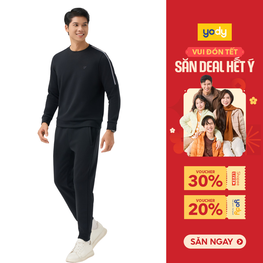 Bộ Đồ Nỉ Thể Thao Nam YODY Set Áo Cổ Tròn Quần Lưng Chun Thoải Mái MASL25F041