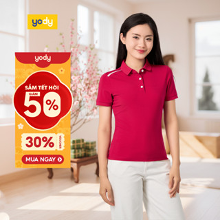  🌸SALE TẾT🌸 Áo polo nữ ponte roma cooL YODY In Vai Chạm Mát Lạnh Cho Hè Thoải Mái WAPO25S107 