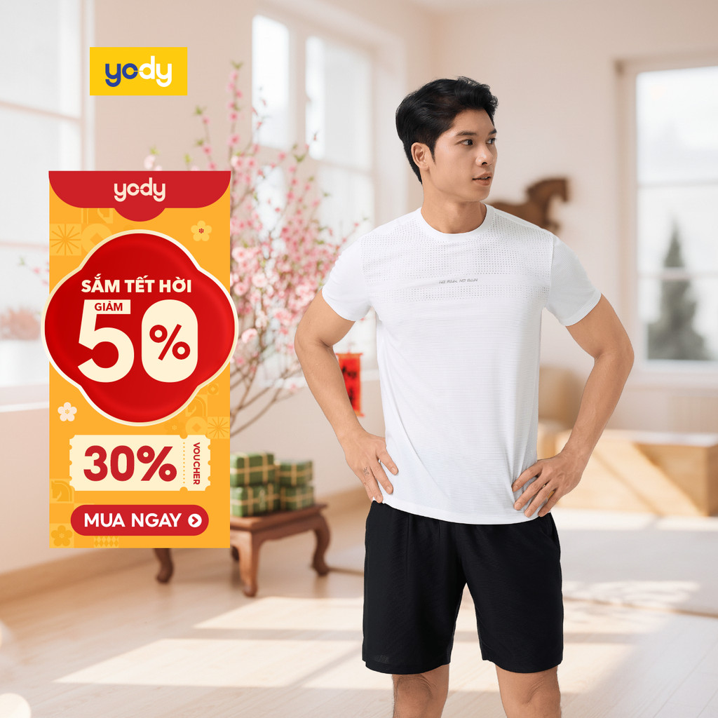 🌸SALE TẾT🌸  Bộ đồ thể thao nam YODY set áo quần vải ít nhăn, co giãn, thấm hút tốt MAST25S009