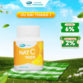  Thực phẩm bảo vệ sức khỏe Mega We Care NAT C cung cấp Vitamin C cho cơ thể  Chai 30 viên  