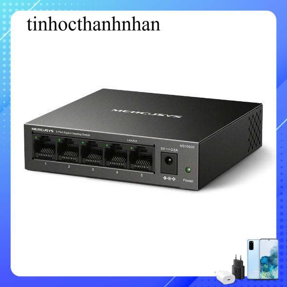 Bộ chia mạng (Switch) 5 Cổng Gigabit Mercusys MS105GS 10/100/1000 Mbps vỏ sắt màu đen