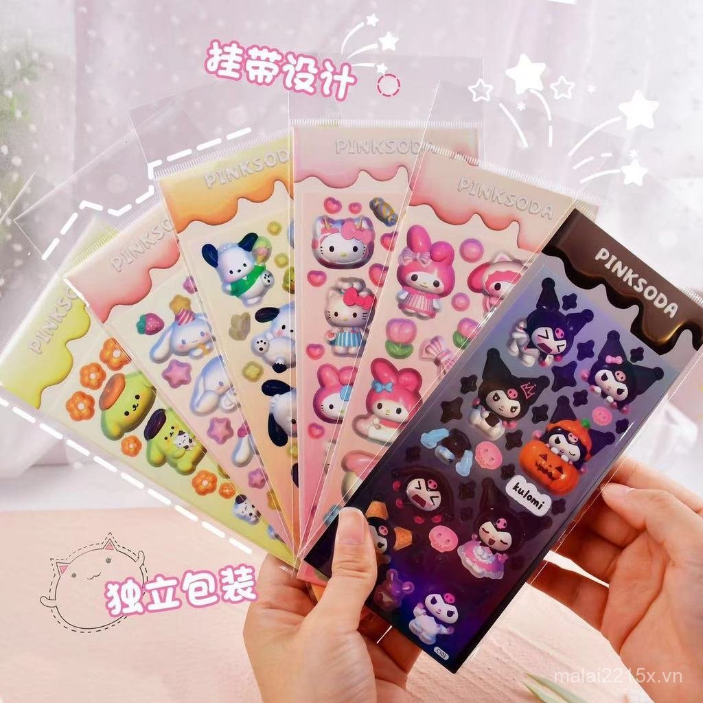 Sanrio Gooka Laser Sticker ins Flash Sticker Dễ Thương Kuromi Pacha Dog Melody Sticker KVLL