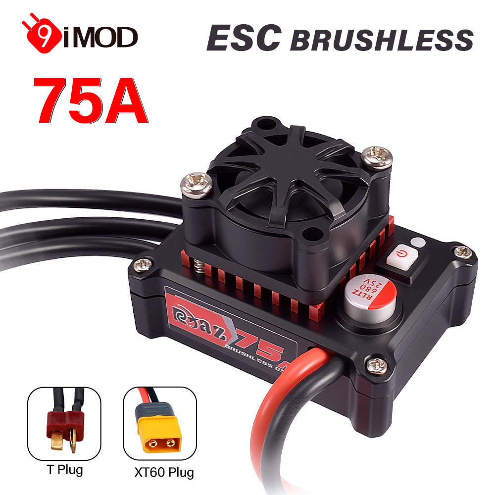 75A Brushless ESC for 1/8 1/10 RC Cars | 9IMOD 2-3S, 6V/2A BEC | Compatible with 540/3650/3660/3674 