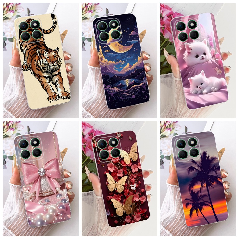 Honor X8B Ốp Lưng Trong Suốt Mèo Dễ Thương Thời Trang Bướm Sơn Ngộ nghĩnh Vỏ Honor LLY-LX1 LLY-LX2 L