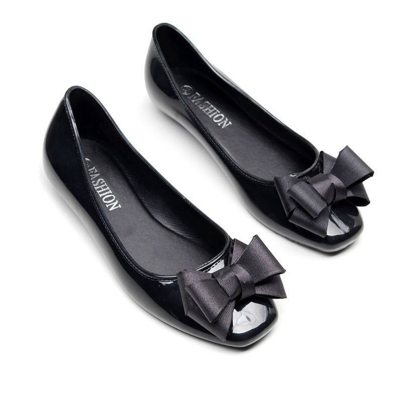 2026 Phong Cách Mới Hàn Quốc Nông Miệng Nơ Thắt Nơ Giày Vuông Ngọt Ngào Mũi Đế Bằng Giày Nữ Thoải Mái Đế Mềm Thạch Giày Xuân