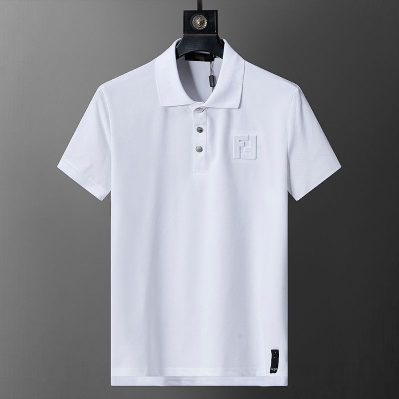 FENDI4102 Nam Tay Ngắn POLO Ve Áo Slim-Fit Chữ Thêu Thường Ngày Phong Cách Mới