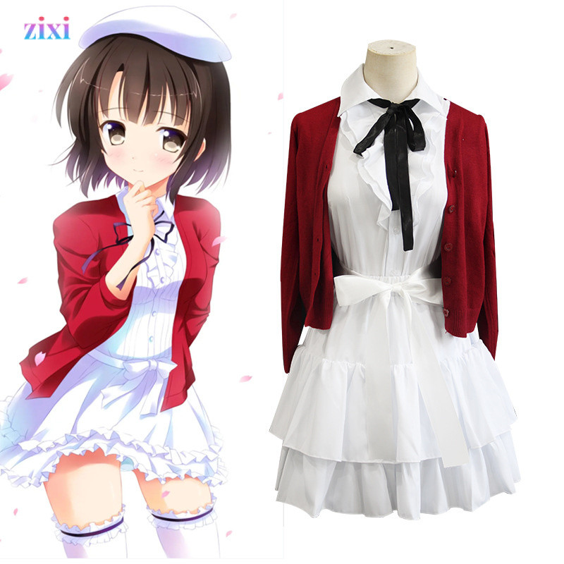 Cách nâng cấp nhân vật với váy cosplay anime màu trắng của Thánh Megumi (Kato Megumi)