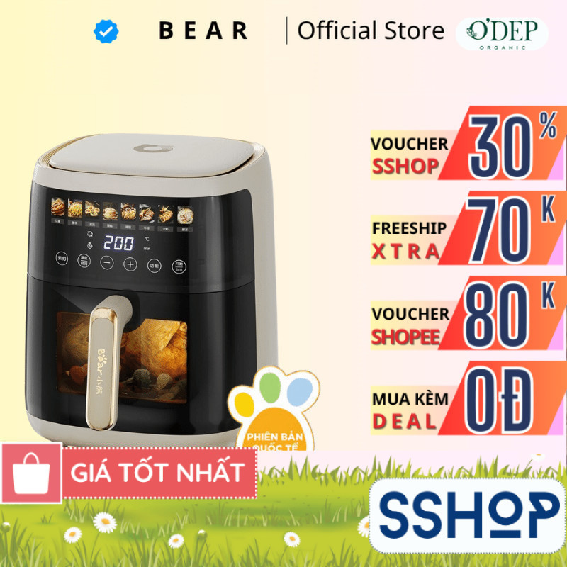 Nồi Chiên Không Dầu 5L Bear QZG-F15H1 - Hàng chính hãng - SSHOP SSA