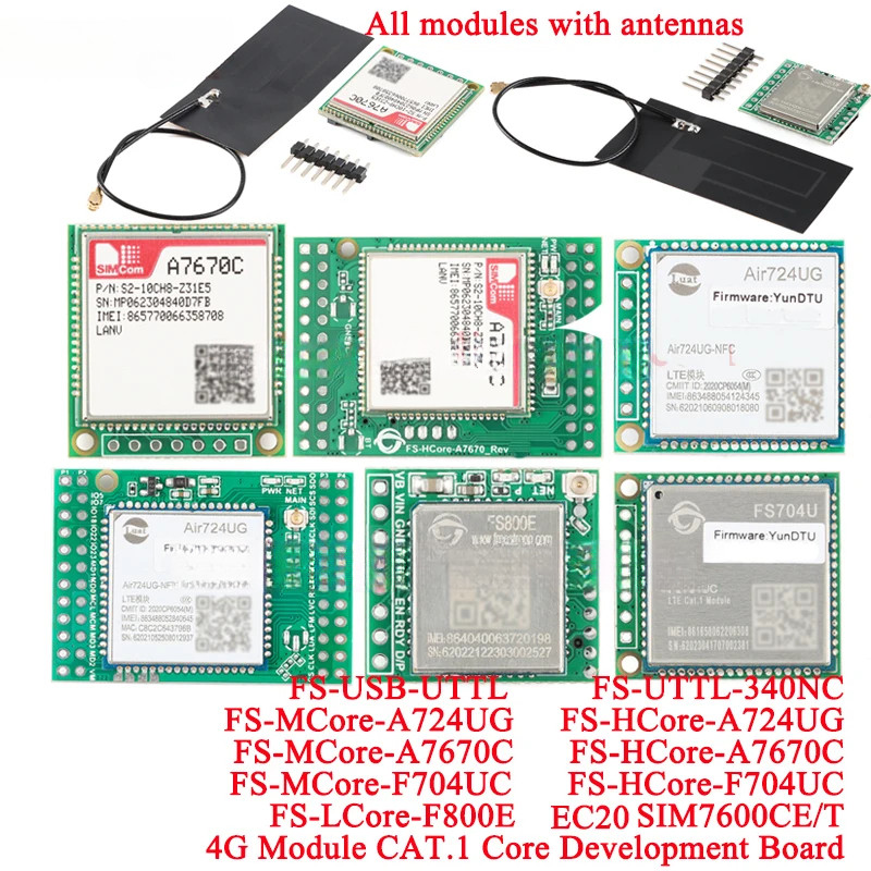 Mô-đun bảng phát triển lõi A7670C 4G CAT.1 Full Netcom LTE + GSM STM32 FS-MCore-A7670C FS-HCore-A767