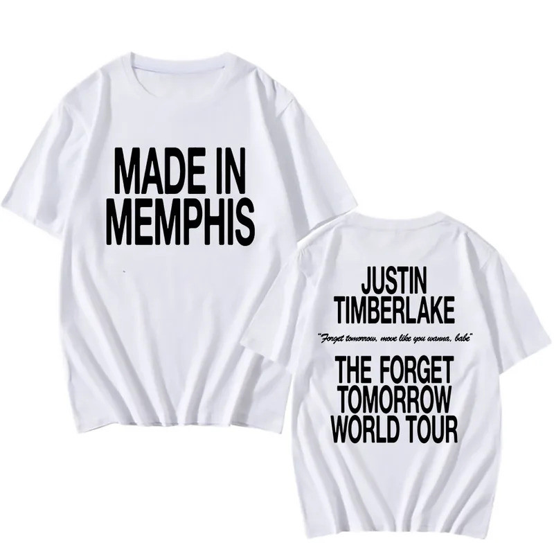 Quần áo nam Justin Timberlake 's The Forget Tomorrow World Tour Áo thun Cotton tay ngắn tinh thần nặ