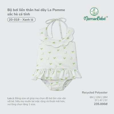 Bộ bơi liền thân hai dây La Pomme sắc hè cá tính - Chất liệu Recycled Polyester mềm nhẹ, nhanh khô – Bé gái - 6M - 5Y