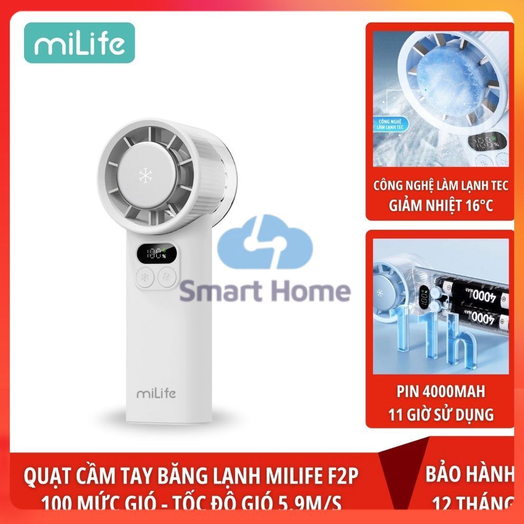 Mi Quạt cầm tay sò lạnh miLife với 100 cấp độ gió F2P /F3P /F9P/ F10