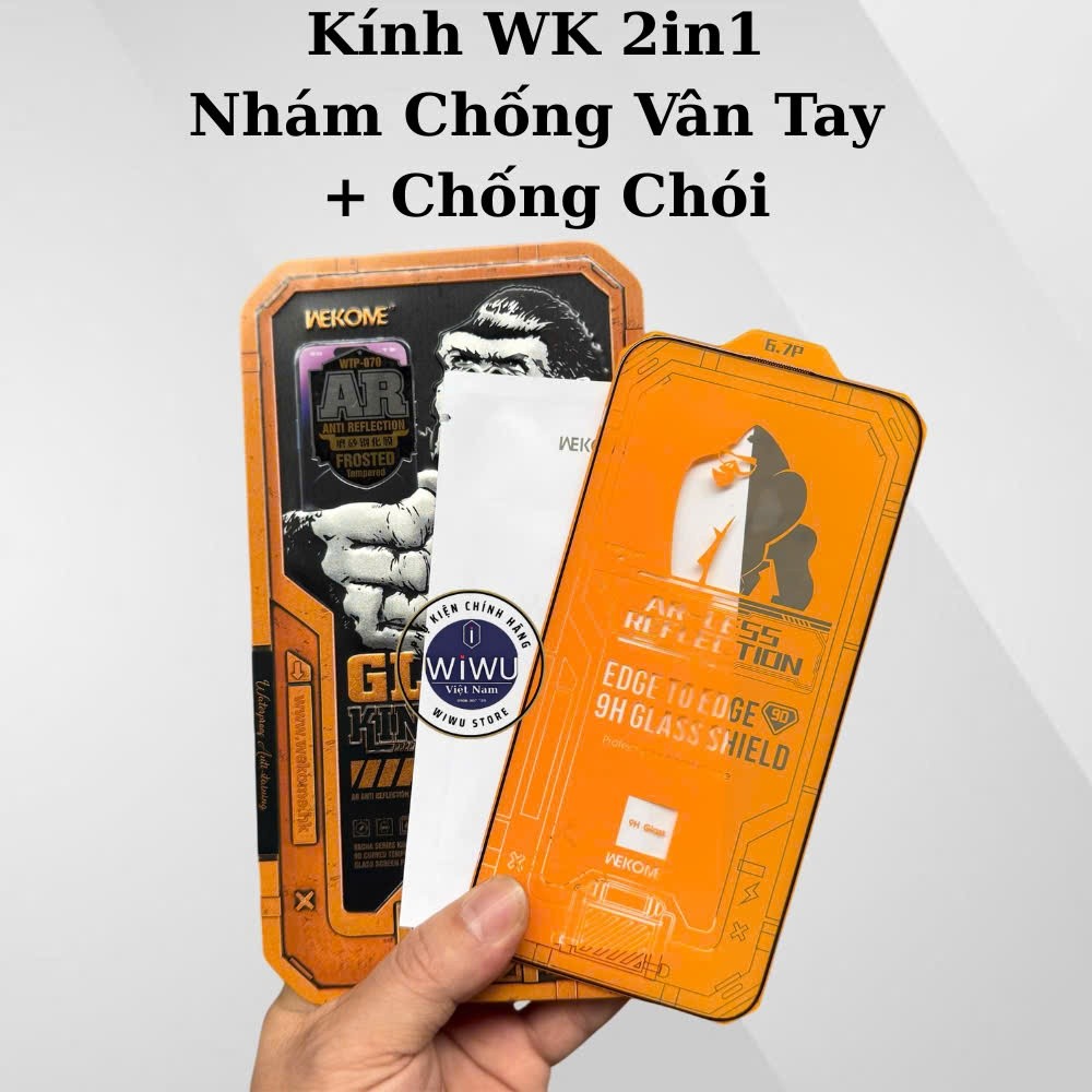 Kính Cường Lực WK 2in1 Nhám + Chống Chói Cho IPhone 16 Pro Max , 15 Pro Max , 14 Pro Max WTP-070