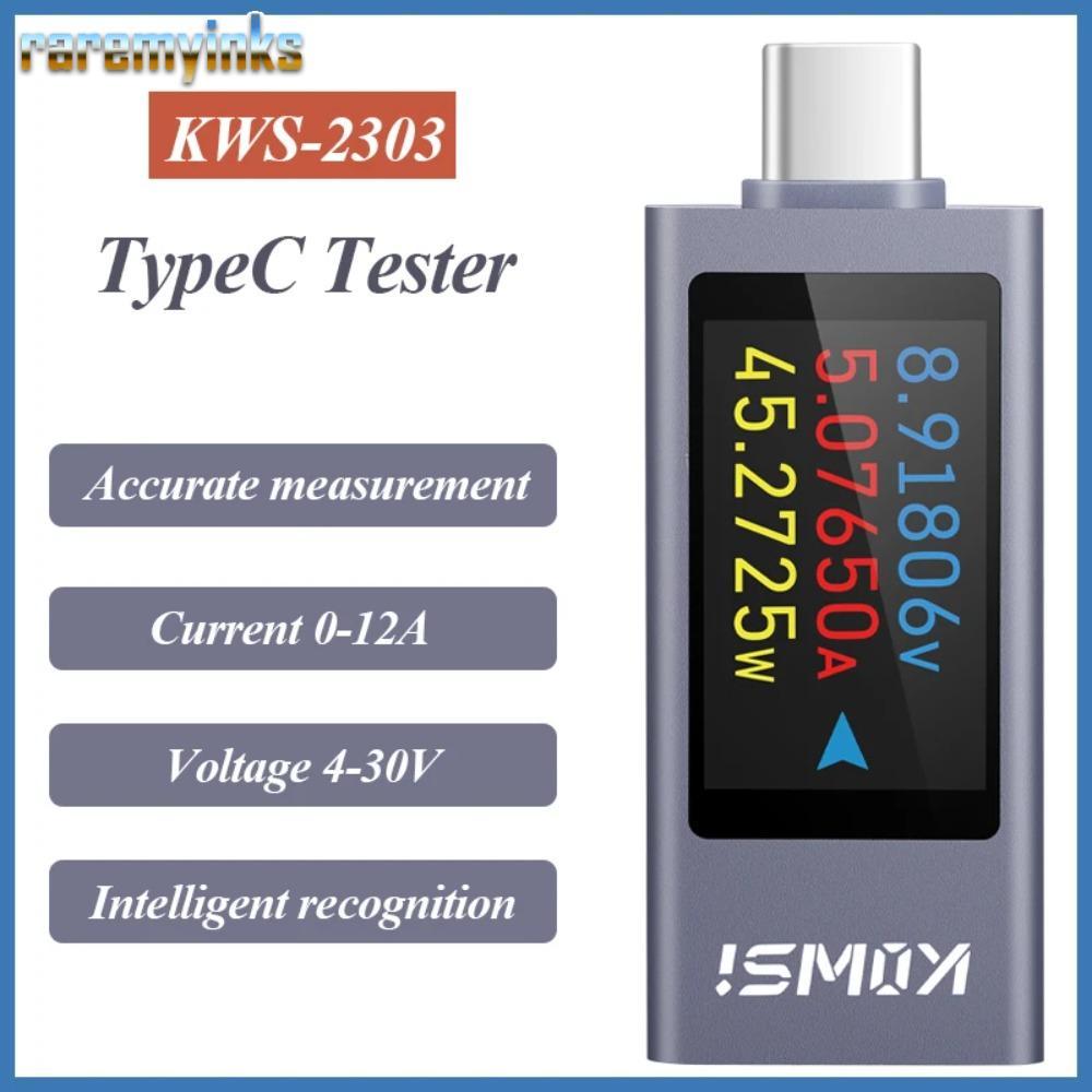Máy kiểm tra đồng hồ đo công suất RAREM, Màn hình dòng điện và điện áp Type-C PD, KWS-2303C Màn hình