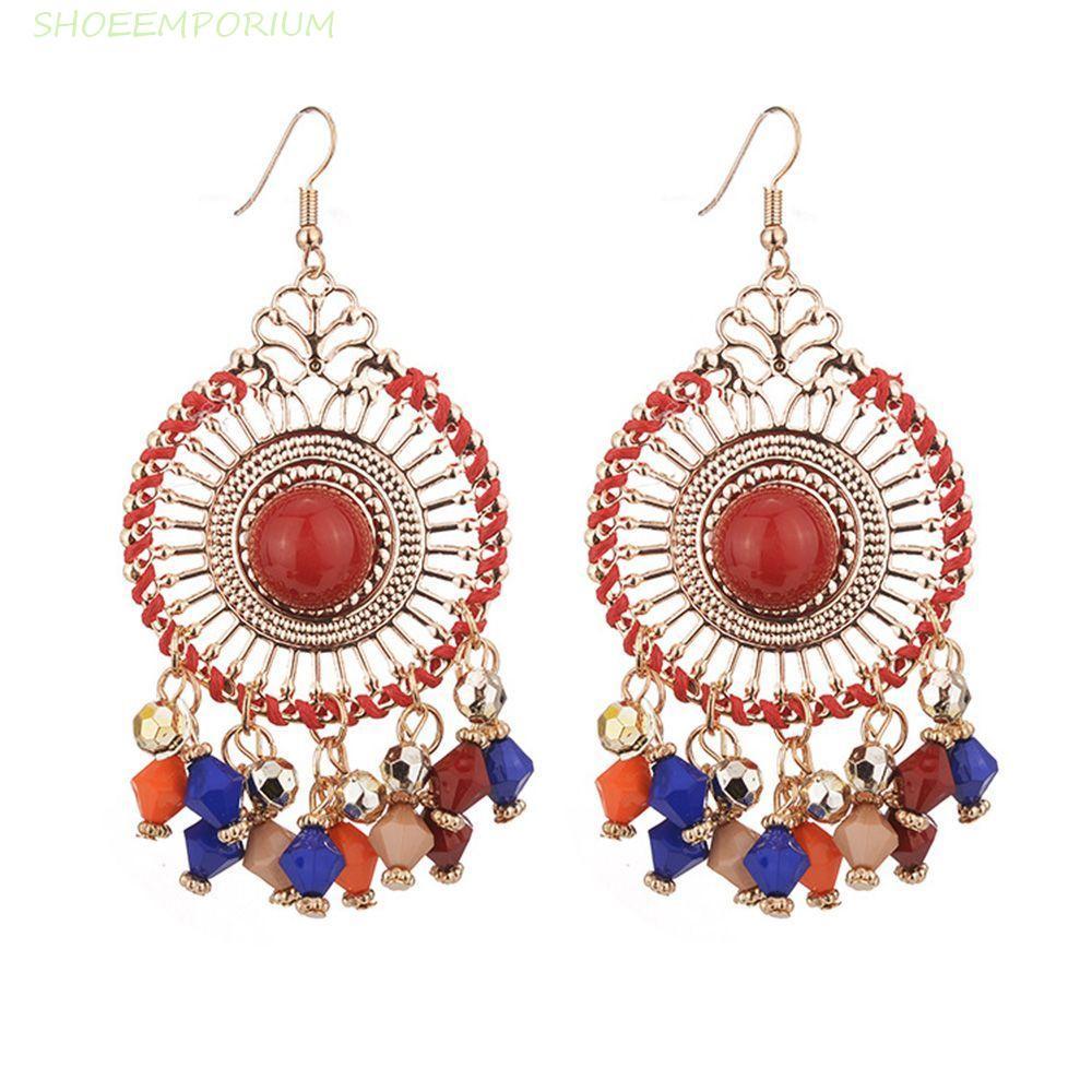 Bông Tai Shoeemporium Style Dân Tộc Tua Rua Phóng Đại, Vintage, Quà Tặng Boho