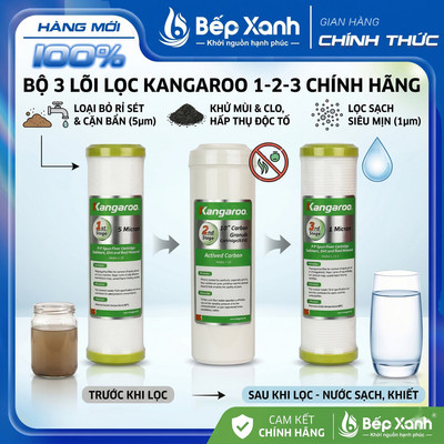 [Mã ELHA giảm 10%] Bộ Lõi Lọc Nước Kangaroo 1-2-3 Chính Hãng - Thay Thế Dễ Dàng, Giao Hỏa Tốc