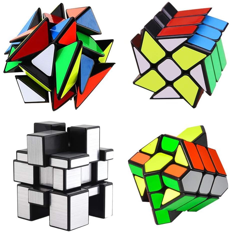Bộ khối YJ - 4 gói, Bao gồm 3x3 Câu đố góc dao động & gương, 2x3 Bánh xe & Khối King vuông