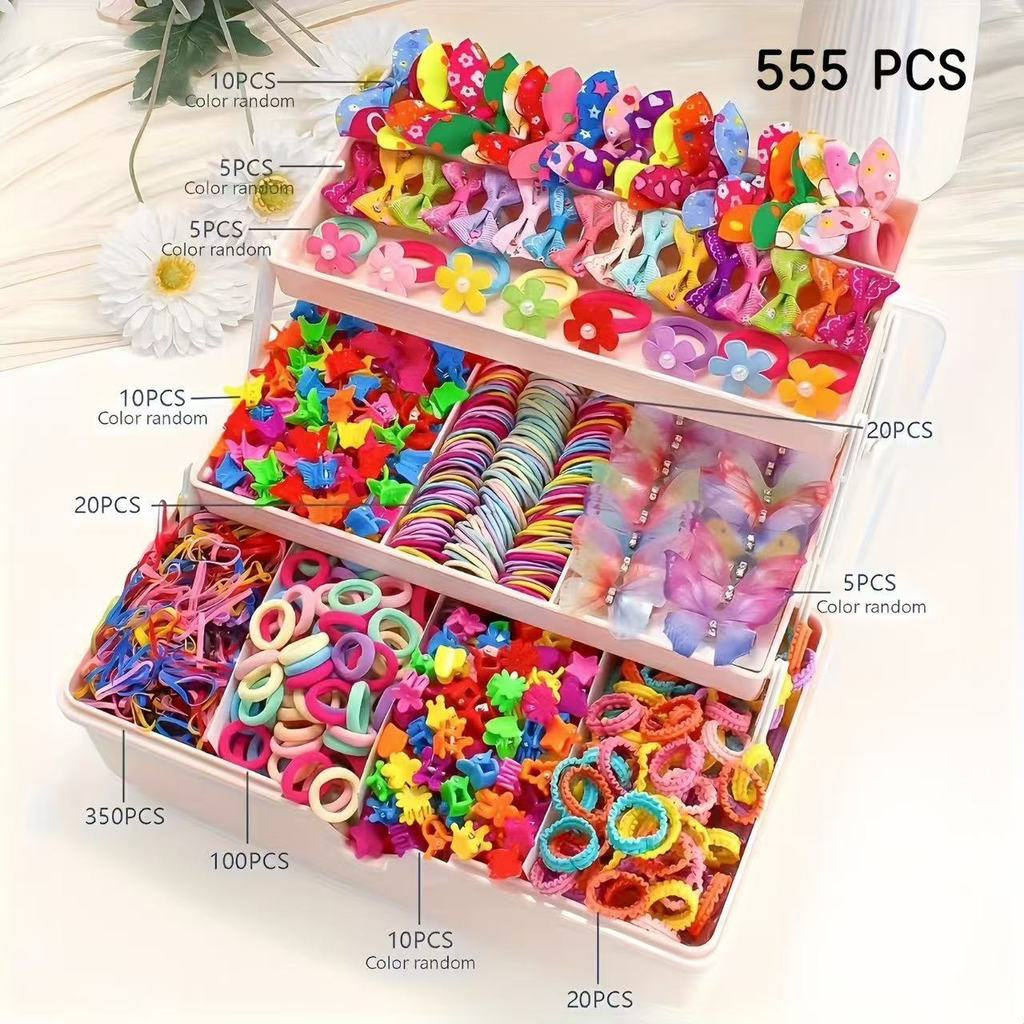 Children's hair clips, hair ties, hair accessories set gift box, princess elastic hair accessories s
