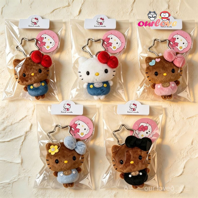 Sáng Tạo Phong Cách Mới Dễ Thương Hello Kitty Phong Cách Hawaii Sang Trọng Mặt Dây Chuyền Da Đen Vui